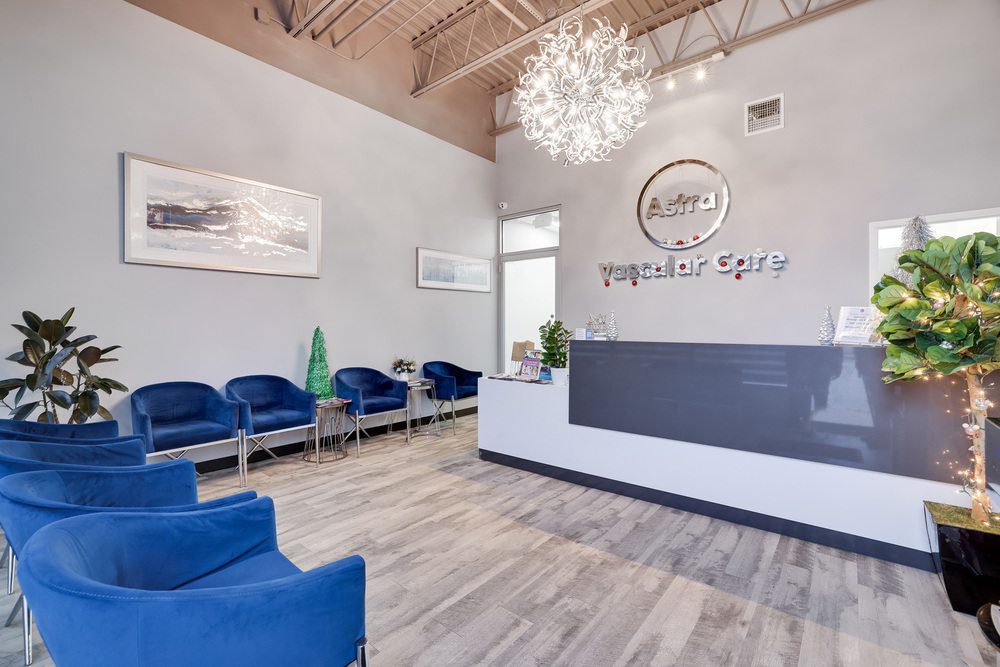 Reception and waiting area at Astra Vein Vascular clinic in Astoria Queens